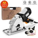 DEKO Mini Circular Saw Handle Power Tools, 4 Blades, BMC BOX Electric Saw with Personal Safety and Electrical Safety System 1