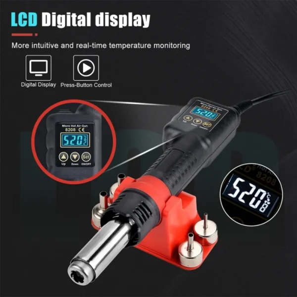JCD 8208 Micro Hot Air Gun 750W Welding Rework Station LCD Digital Display Soldering Heat gun Hair Dryer BGA IC Solder Tools 2