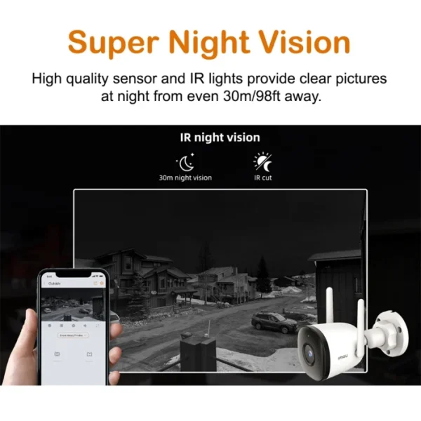 IMOU Outdoor Bullet 2C 4MP Wifi Camera Weatherproof AI Human Detection Outdoor Surveillance ip Camera 4