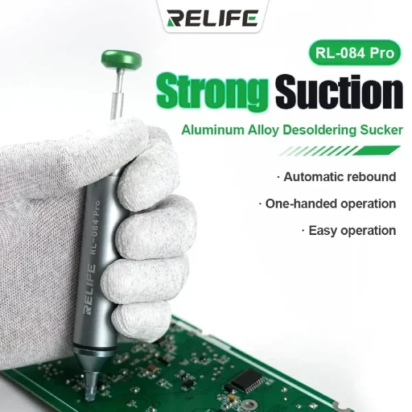 RELIFE RL-084 Pro Strong Suction Aluminum Alloy Desoldering Sucker Powerful Vacuum Suction for PCB Soldering Removal & Repair 2