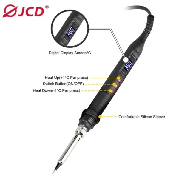 JCD Soldering Iron Kit 80W LCD Digital Display Adjustable Temperature With Switch Portable iron 220V/110V Welding Tools 908U 2