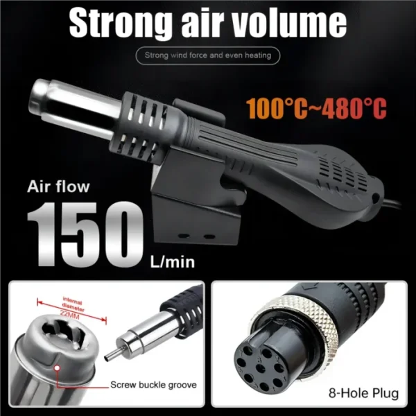 JCD 750W Heat Gun Digital Display Micro Rework Soldering Station Hot Air Gun For Welding Repair Tool Hair dryer 8858 2