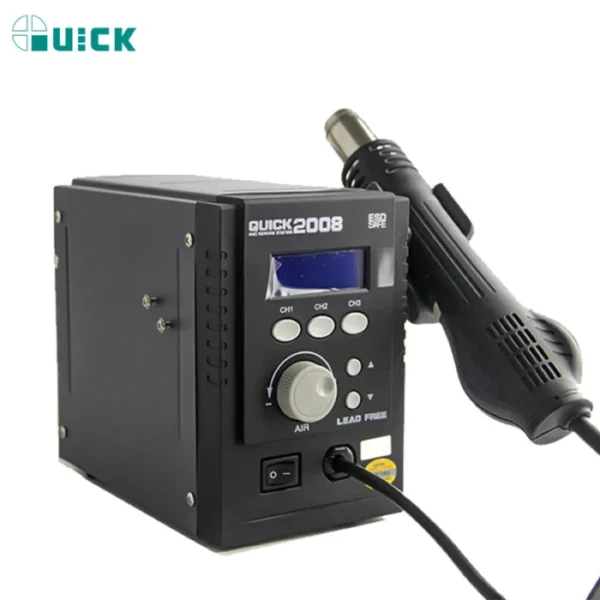 QUICK 2008 Original ESD Lead-Free Digital Display Heat Gun Welding Rework Soldering Station Mobile Phone Maintenance Air Gun 2