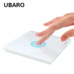 UBARO Eu Wall Touch Switch Luxury Glass Panel Led Indicator Power Light Sensor Button Live Wire Control Switches 1/2/3 Gang 3