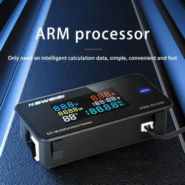 KWS DC Power Monitor Digital Display Voltage Current Meter with Reset Function Color Screen Power Tester Detector 0-200V 0-100A 3