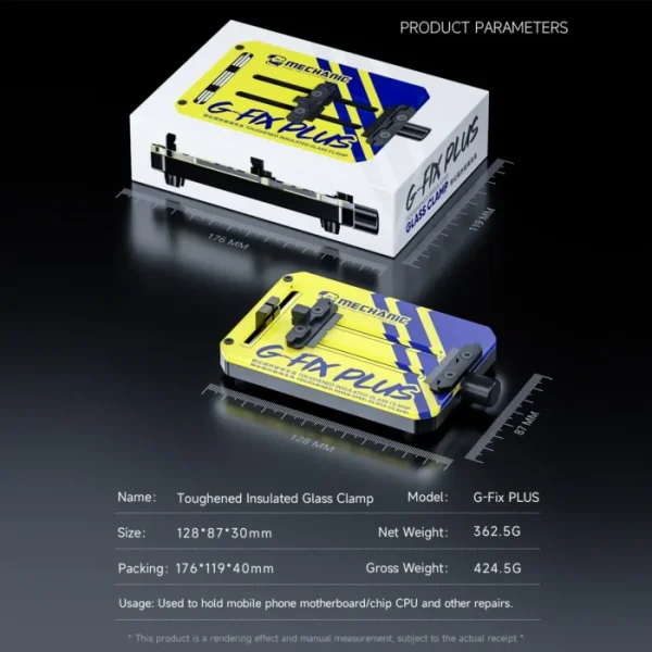 MECHANIC G-FIX Series PCB Motherboard Fixture Insulated Toughened Glass Clamp Heat Resistant Chip Holder Repair Maintance Tool 6