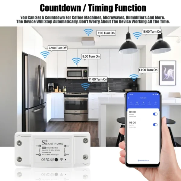 WiFi Zigbee 10A Smart Switch Breaker Module Wireless Remote Switch Alexa Google Home by Tuya eWeLink APP Remote Voice Control 5