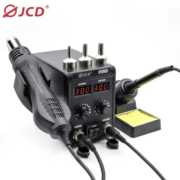 JCD 8586D Soldering Station 2 IN 1 750W Hot Air Gun LCD Dual Digital Display Electric Soldering Iron SMD Welding Rework Station 6