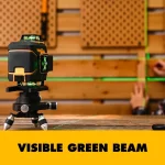 DEKO 12 Lines 3D Self-Leveling Laser Level 360 Horizontal and Vertical Cross Line Vihreä Laser Beam Optional with Tripod 5