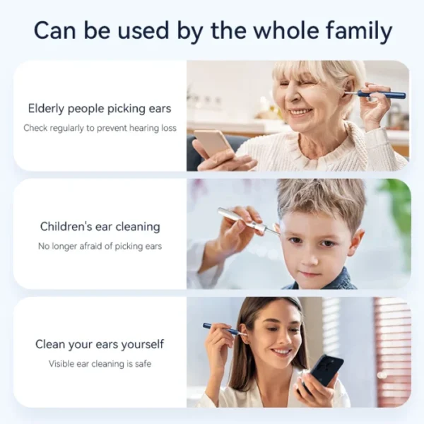 Visual Ear Cleaner with Camera Ear Wax Removal Tool with Ear Pick & Tweezers 12 Megapixels 6 Ear Spoons Earwax Removal Ears Care 6