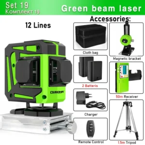 Clubiona 16/12 Lines Laser Level green line Self-leveling 360 Horizontal And Vertical Super Powerful green Beam Laser Level 20