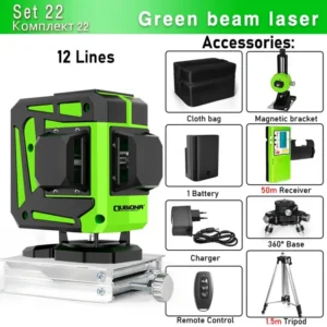 Clubiona 16/12 Lines Laser Level green line Self-leveling 360 Horizontal And Vertical Super Powerful green Beam Laser Level 25