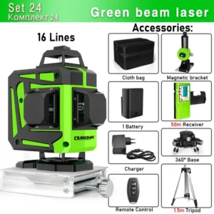 Clubiona 16/12 Lines Laser Level green line Self-leveling 360 Horizontal And Vertical Super Powerful green Beam Laser Level 26