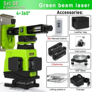 Clubiona 4D 16 lines Professional German Core Floor Ceiling Remote Control Green Line Laser Level with 5000mahs Li-Ion Battery 24