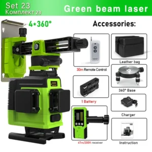 Clubiona 4D 16 lines Professional German Core Floor Ceiling Remote Control Green Line Laser Level with 5000mahs Li-Ion Battery 15