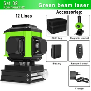Clubiona 16/12 Lines Laser Level green line Self-leveling 360 Horizontal And Vertical Super Powerful green Beam Laser Level 29