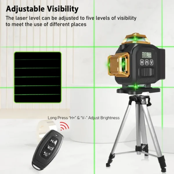 Clubiona 16-Line 4D Green Laser Level with 360° Rotation, High-Precision Vertical and Horizontal Lines for Decoration. 3