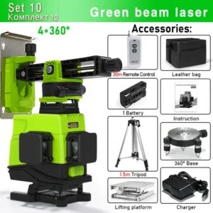 Clubiona 4D 16 lines Professional German Core Floor Ceiling Remote Control Green Line Laser Level with 5000mahs Li-Ion Battery 20