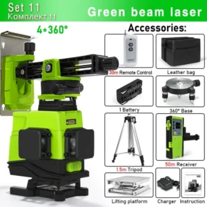 Clubiona 4D 16 lines Professional German Core Floor Ceiling Remote Control Green Line Laser Level with 5000mahs Li-Ion Battery 22