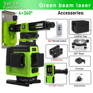Clubiona 4D 16 lines Professional German Core Floor Ceiling Remote Control Green Line Laser Level with 5000mahs Li-Ion Battery 14