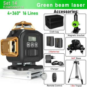 Clubiona 16-Line 4D Green Laser Level with 360° Rotation, High-Precision Vertical and Horizontal Lines for Decoration. 21