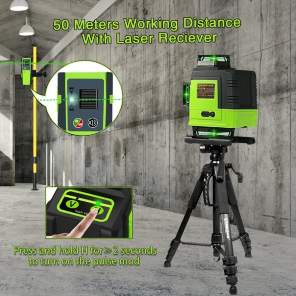 Clubiona 4D 16 lines Professional German Core Floor Ceiling Remote Control Green Line Laser Level with 5000mahs Li-Ion Battery 2