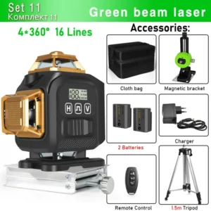 Clubiona 16-Line 4D Green Laser Level with 360° Rotation, High-Precision Vertical and Horizontal Lines for Decoration. 27