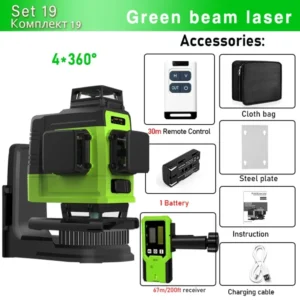 Clubiona 4D 16 lines Professional German Core Floor Ceiling Remote Control Green Line Laser Level with 5000mahs Li-Ion Battery 32