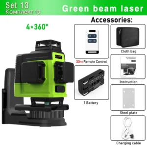 Clubiona 4D 16 lines Professional German Core Floor Ceiling Remote Control Green Line Laser Level with 5000mahs Li-Ion Battery 16