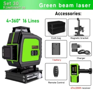 Clubiona 16/12 Lines Laser Level green line Self-leveling 360 Horizontal And Vertical Super Powerful green Beam Laser Level 38