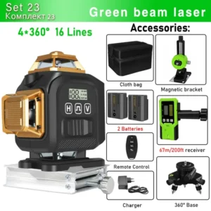 Clubiona 16-Line 4D Green Laser Level with 360° Rotation, High-Precision Vertical and Horizontal Lines for Decoration. 9