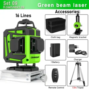Clubiona 16/12 Lines Laser Level green line Self-leveling 360 Horizontal And Vertical Super Powerful green Beam Laser Level 15