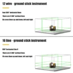 12Line 3D Laser Level Green Line SelfLeveling 360 Horizontal And Vertical Powerful Green Beam Laser Level For Dewalt 20V Battery 3