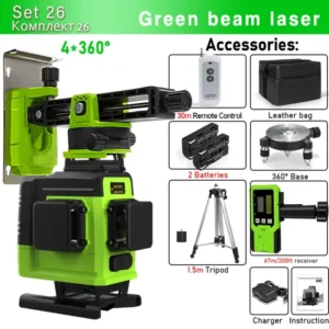 Clubiona 4D 16 lines Professional German Core Floor Ceiling Remote Control Green Line Laser Level with 5000mahs Li-Ion Battery 11