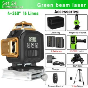 Clubiona 16-Line 4D Green Laser Level with 360° Rotation, High-Precision Vertical and Horizontal Lines for Decoration. 8
