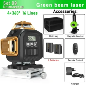 Clubiona 16-Line 4D Green Laser Level with 360° Rotation, High-Precision Vertical and Horizontal Lines for Decoration. 29