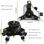 CLUBIONA Lines laser level Metal Base 360 Rotation Adjustment Bracket for 1/4- or 5/8-inch interface laser Measure Tool 2