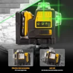 3D Laser Level Plastic Box 12 Line Green Light Level Set With 1 Battery And 1 charge For Plastering, Tiling, Ceiling 3
