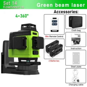 Clubiona 4D 16 lines Professional German Core Floor Ceiling Remote Control Green Line Laser Level with 5000mahs Li-Ion Battery 17