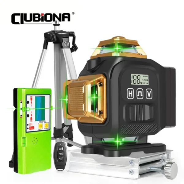 Clubiona 16-Line 4D Green Laser Level with 360° Rotation, High-Precision Vertical and Horizontal Lines for Decoration. 1
