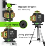 Clubiona 16-Line 4D Green Laser Level with 360° Rotation, High-Precision Vertical and Horizontal Lines for Decoration. 6