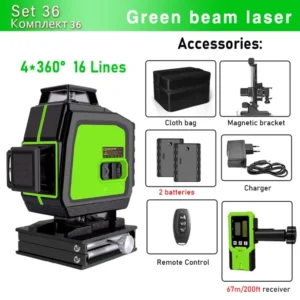 Clubiona 16/12 Lines Laser Level green line Self-leveling 360 Horizontal And Vertical Super Powerful green Beam Laser Level 40