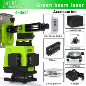 Clubiona 4D 16 lines Professional German Core Floor Ceiling Remote Control Green Line Laser Level with 5000mahs Li-Ion Battery 8