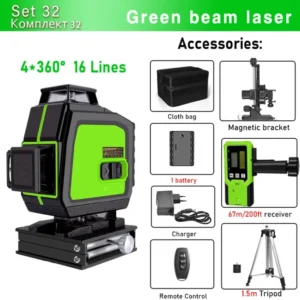 Clubiona 16/12 Lines Laser Level green line Self-leveling 360 Horizontal And Vertical Super Powerful green Beam Laser Level 32