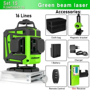 Clubiona 16/12 Lines Laser Level green line Self-leveling 360 Horizontal And Vertical Super Powerful green Beam Laser Level 16