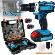 21V Cordless Electric Hand Drill 1800rpm Brushed Pistol Impact Drill 3/8" Electric Screwdriver Rechargeable Household Power Tool 1