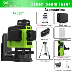 Clubiona 4D 16 lines Professional German Core Floor Ceiling Remote Control Green Line Laser Level with 5000mahs Li-Ion Battery 21