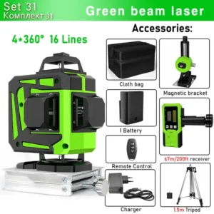 Clubiona 16/12 Lines Laser Level green line Self-leveling 360 Horizontal And Vertical Super Powerful green Beam Laser Level 33