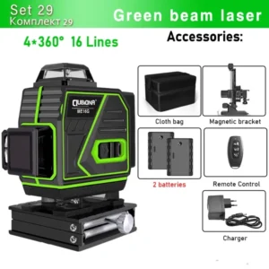 CLUBIONA 16/12 lines Self-leveling Remote Control Outdoor Mode - Receiver Auto 3x360 Green beam Line Laser Level 9