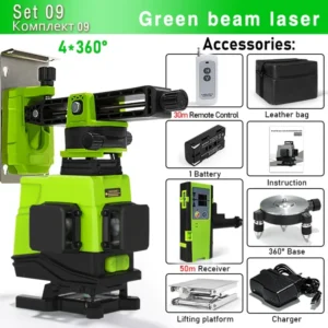 Clubiona 4D 16 lines Professional German Core Floor Ceiling Remote Control Green Line Laser Level with 5000mahs Li-Ion Battery 25